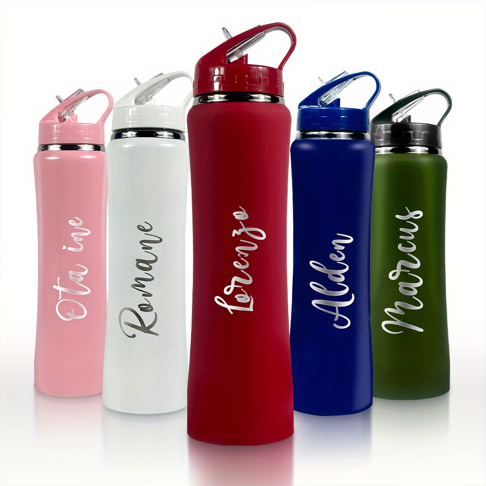 Sports Equipment And Names - Personalized Name Straw Water Bottle, Custom