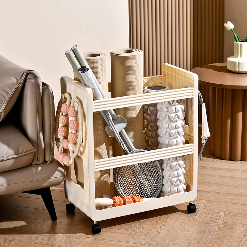 Sports Equipment Trolley - Yoga Supplies Storage Rack Movable Trolley